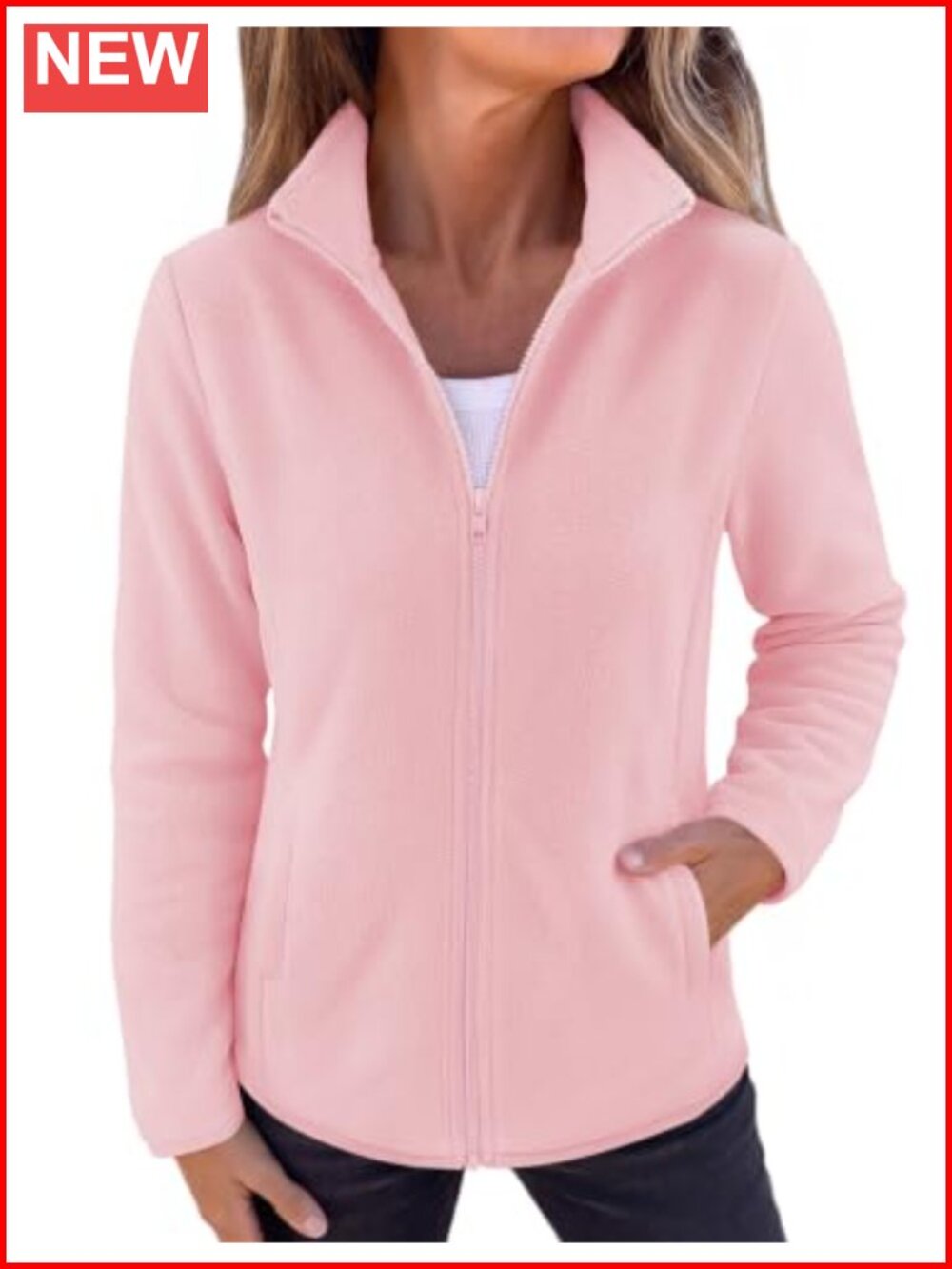 Zeagoo Womens Fleece Jacket Zip Up Stand Collar Lightweight Outwear